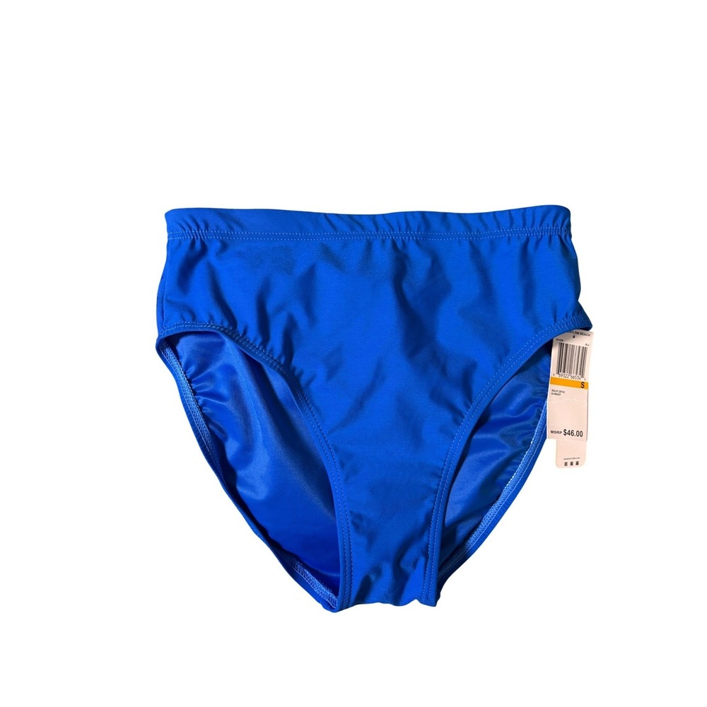 Maidenform Beach Womens Swim Bottoms S Blue High Waist Tummy Control Minimalist